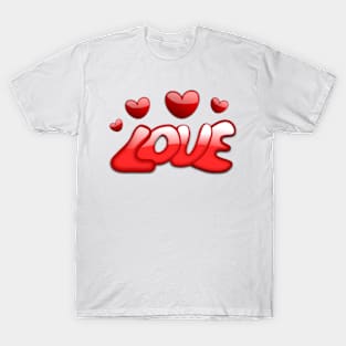 Love Red Heart Design T-Shirt